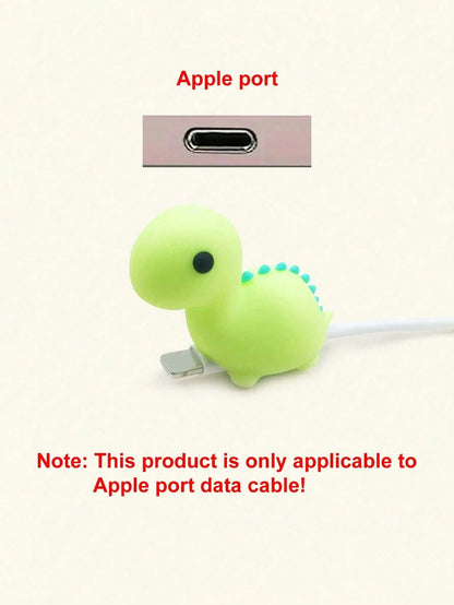 Pink Silicone Cartoon Dragon Apple Data Cable Interface Protector Anti Bending Silicone Charging Protector Women Gift