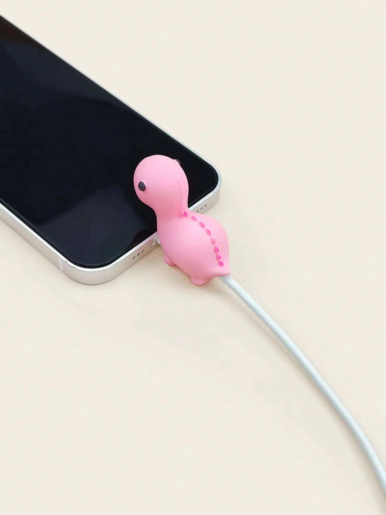 Pink Silicone Cartoon Dragon Apple Data Cable Interface Protector Anti Bending Silicone Charging Protector Women Gift