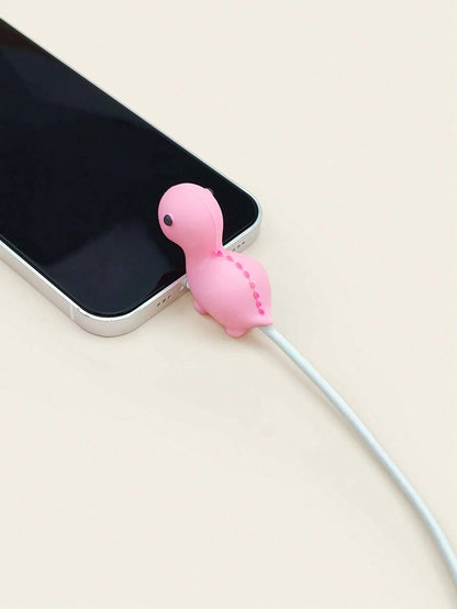 Pink Silicone Cartoon Dragon Apple Data Cable Interface Protector Anti Bending Silicone Charging Protector Women Gift
