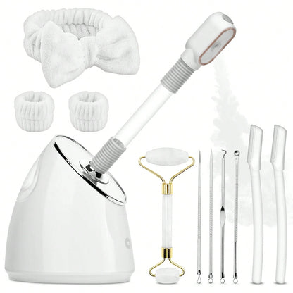 Pjordo Facial Steamer Spa Kit, Nano Ionic Face Steamer For Deep Cleaning Unclogs Pores, Warm Mist Humidifier Steamer For Face Home Sauna SPA, Professional Eauty Equipment For Skin Care,Self Care Gifts