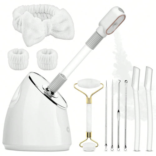 Pjordo Facial Steamer Spa Kit, Nano Ionic Face Steamer For Deep Cleaning Unclogs Pores, Warm Mist Humidifier Steamer For Face Home Sauna SPA, Professional Eauty Equipment For Skin Care,Self Care Gifts