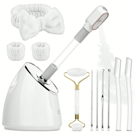 Pjordo Facial Steamer Spa Kit, Nano Ionic Face Steamer For Deep Cleaning Unclogs Pores, Warm Mist Humidifier Steamer For Face Home Sauna SPA, Professional Eauty Equipment For Skin Care,Self Care Gifts