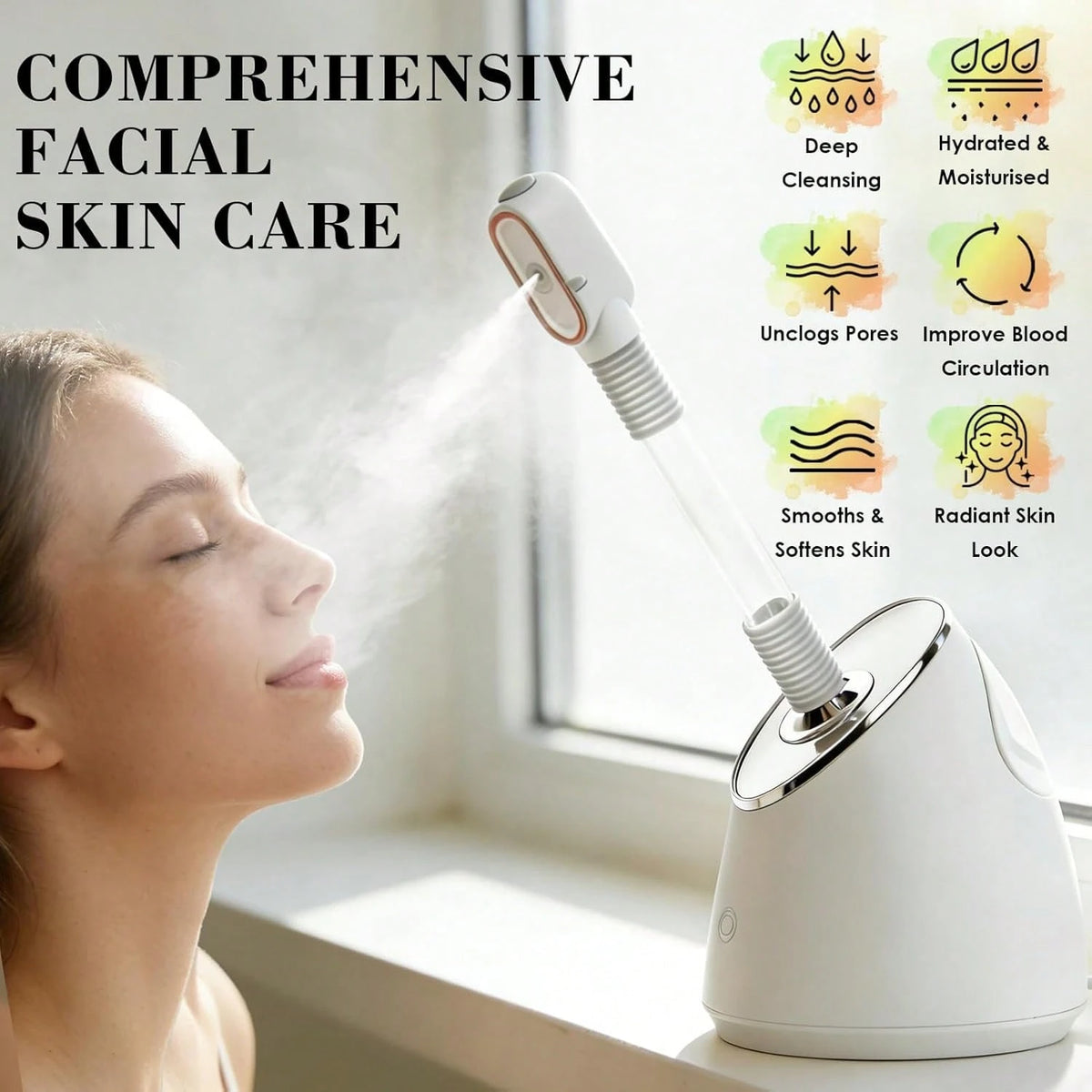 Pjordo Facial Steamer Spa Kit, Nano Ionic Face Steamer For Deep Cleaning Unclogs Pores, Warm Mist Humidifier Steamer For Face Home Sauna SPA, Professional Eauty Equipment For Skin Care,Self Care Gifts