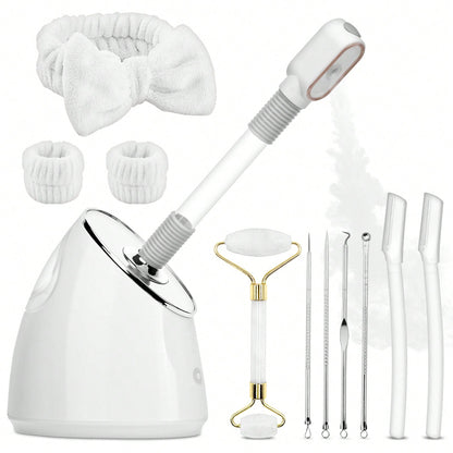 Pjordo Facial Steamer Spa Kit, Nano Ionic Face Steamer For Deep Cleaning Unclogs Pores, Warm Mist Humidifier Steamer For Face Home Sauna SPA, Professional Eauty Equipment For Skin Care,Self Care Gifts