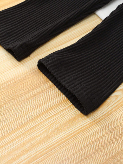 Playful Pals 3pcs/Set Baby Girls' Knitted Corduroy Elastic Leggings Black Autumn Basic Casual School Solid Color Pants Tights Bottoms Trousers All-Match All Season