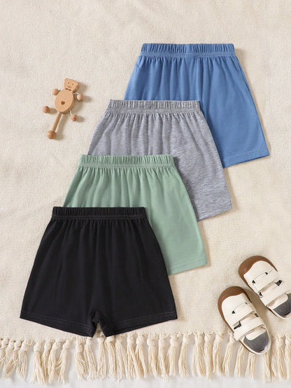 Playful Pals 4-Pack Baby Boy Plain Knit Casual Versatile Shorts