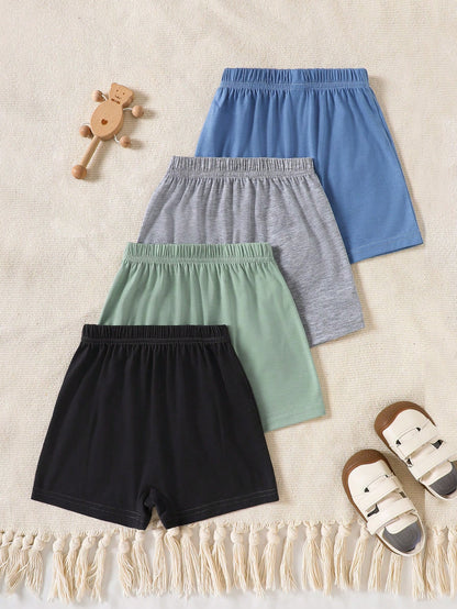 Playful Pals 4-Pack Baby Boy Plain Knit Casual Versatile Shorts
