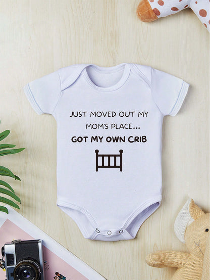 Playful Pals Baby Boy Fashionable Simple Creative Letter Slogan Graphic Print Casual Modest Style Bodysuit With Short Sleeves White Summer