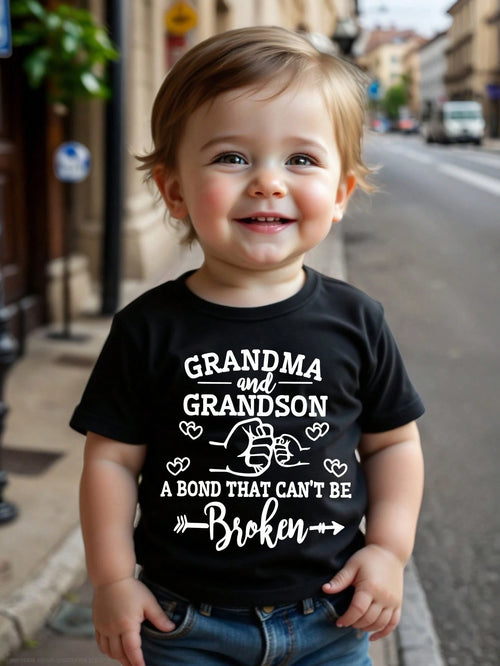 Playful Pals Baby Boy Minimalist Gesture Letter Print Short Sleeve T-Shirt, Spring/Summer