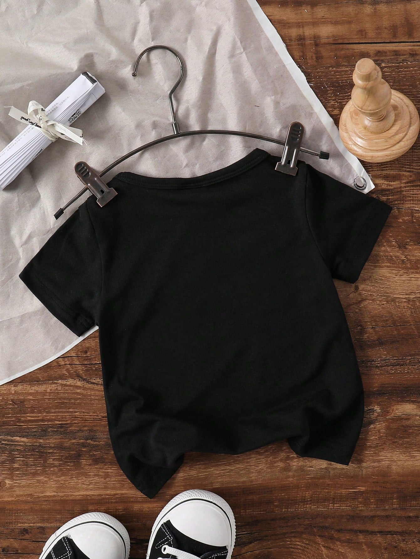 Playful Pals Baby Boy Minimalist Gesture Letter Print Short Sleeve T-Shirt, Spring/Summer