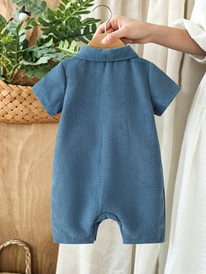 Playful Pals Baby Boy Summer Cartoon Car Dinosaur Short Sleeve Romper Bodysuit