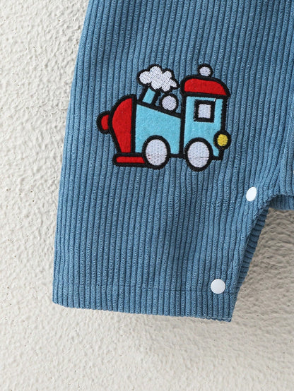 Playful Pals Baby Boy Summer Cartoon Car Dinosaur Short Sleeve Romper Bodysuit