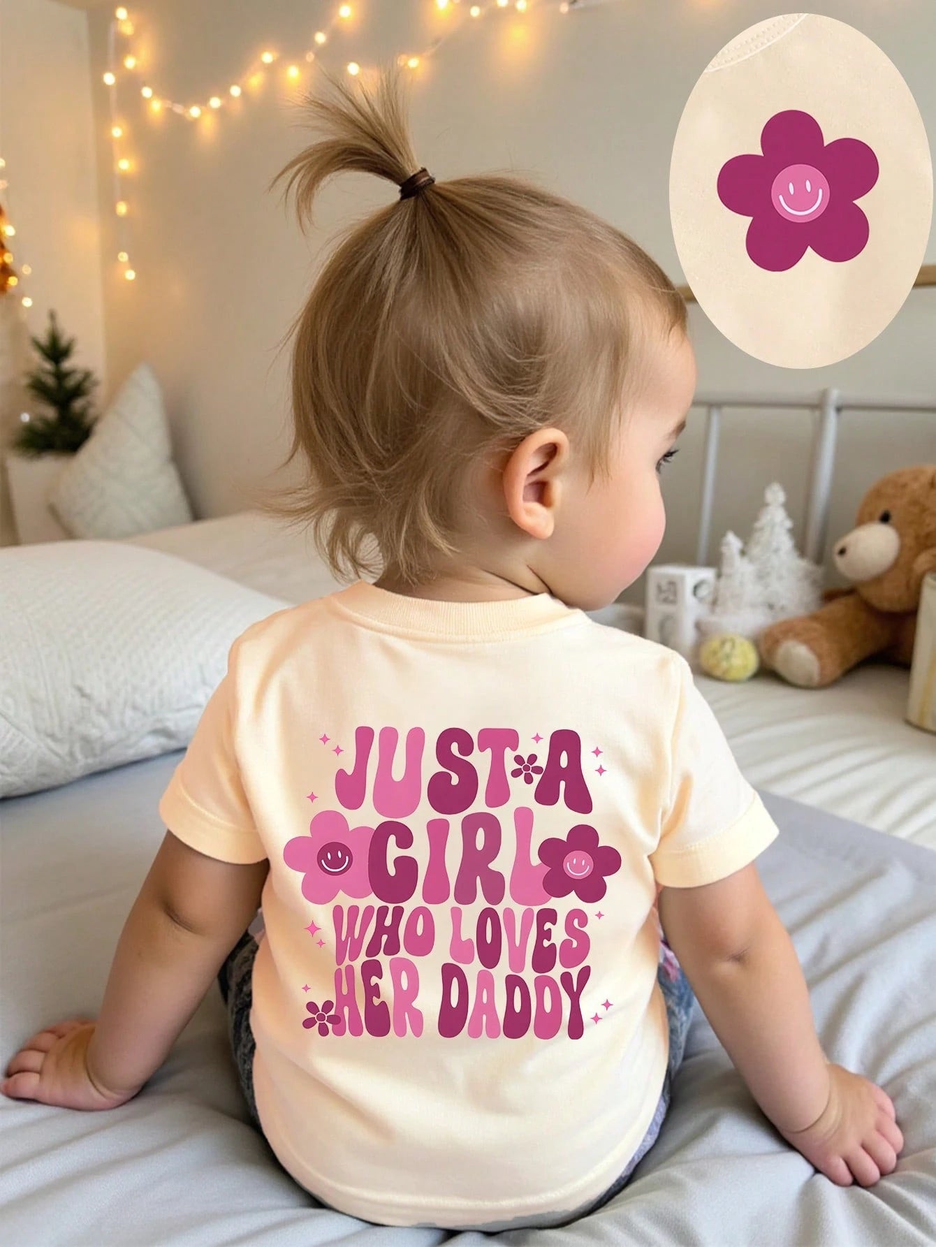 Playful Pals Baby Girl Casual Fashionable Colorful Gradient Letter Slogan Graphic Print Basic Short Sleeve T-Shirt