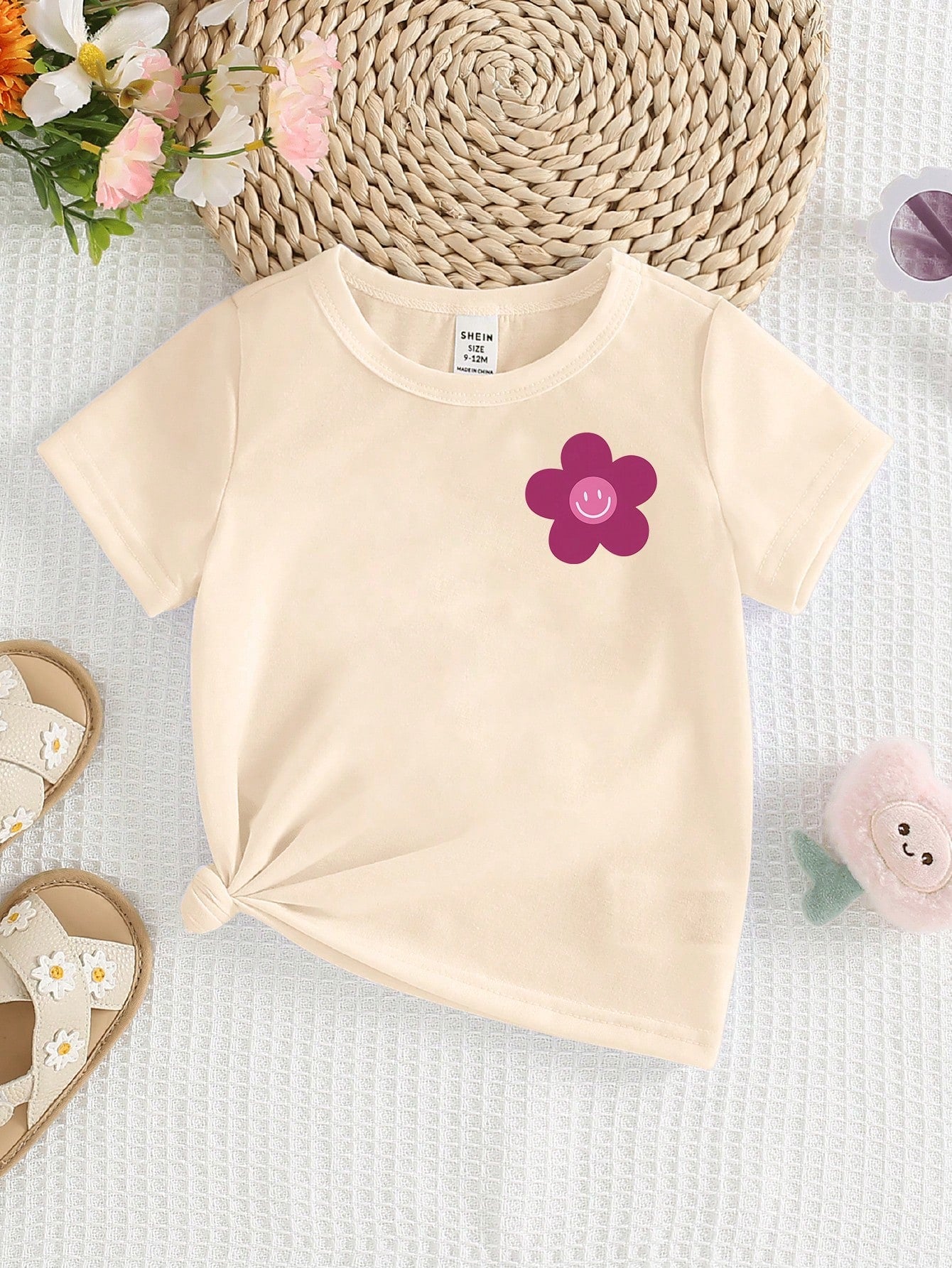 Playful Pals Baby Girl Casual Fashionable Colorful Gradient Letter Slogan Graphic Print Basic Short Sleeve T-Shirt