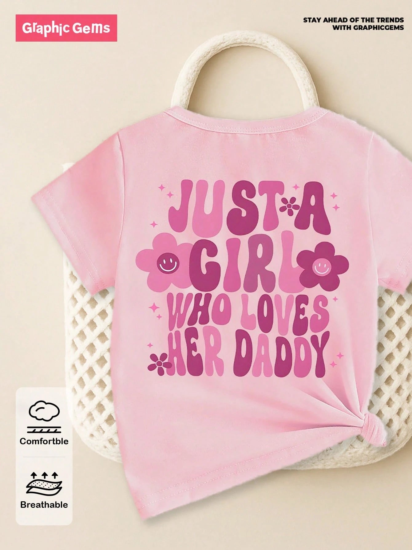 Playful Pals Baby Girl Casual Fashionable Colorful Gradient Letter Slogan Graphic Print Basic Short Sleeve T-Shirt
