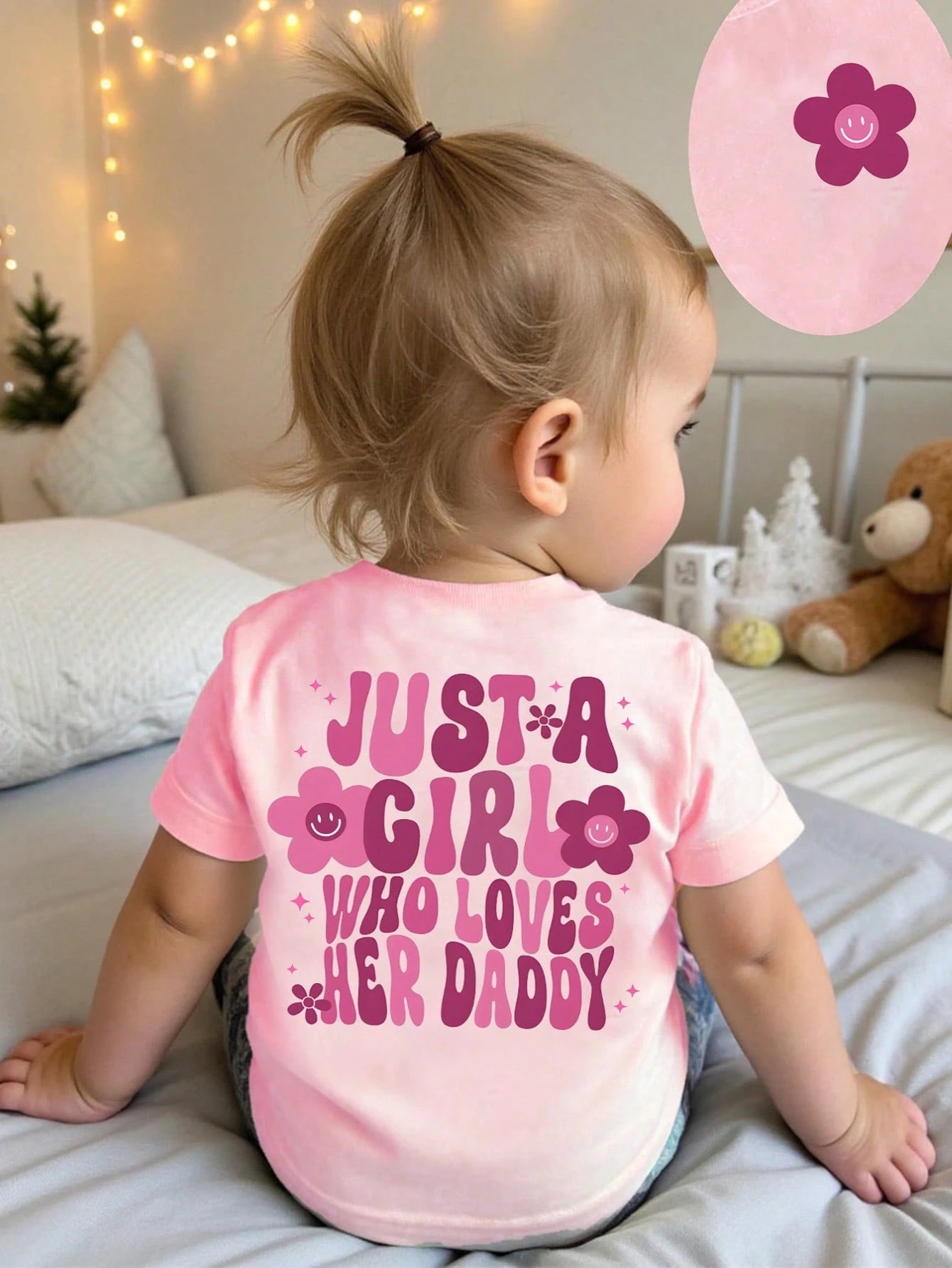 Playful Pals Baby Girl Casual Fashionable Colorful Gradient Letter Slogan Graphic Print Basic Short Sleeve T-Shirt