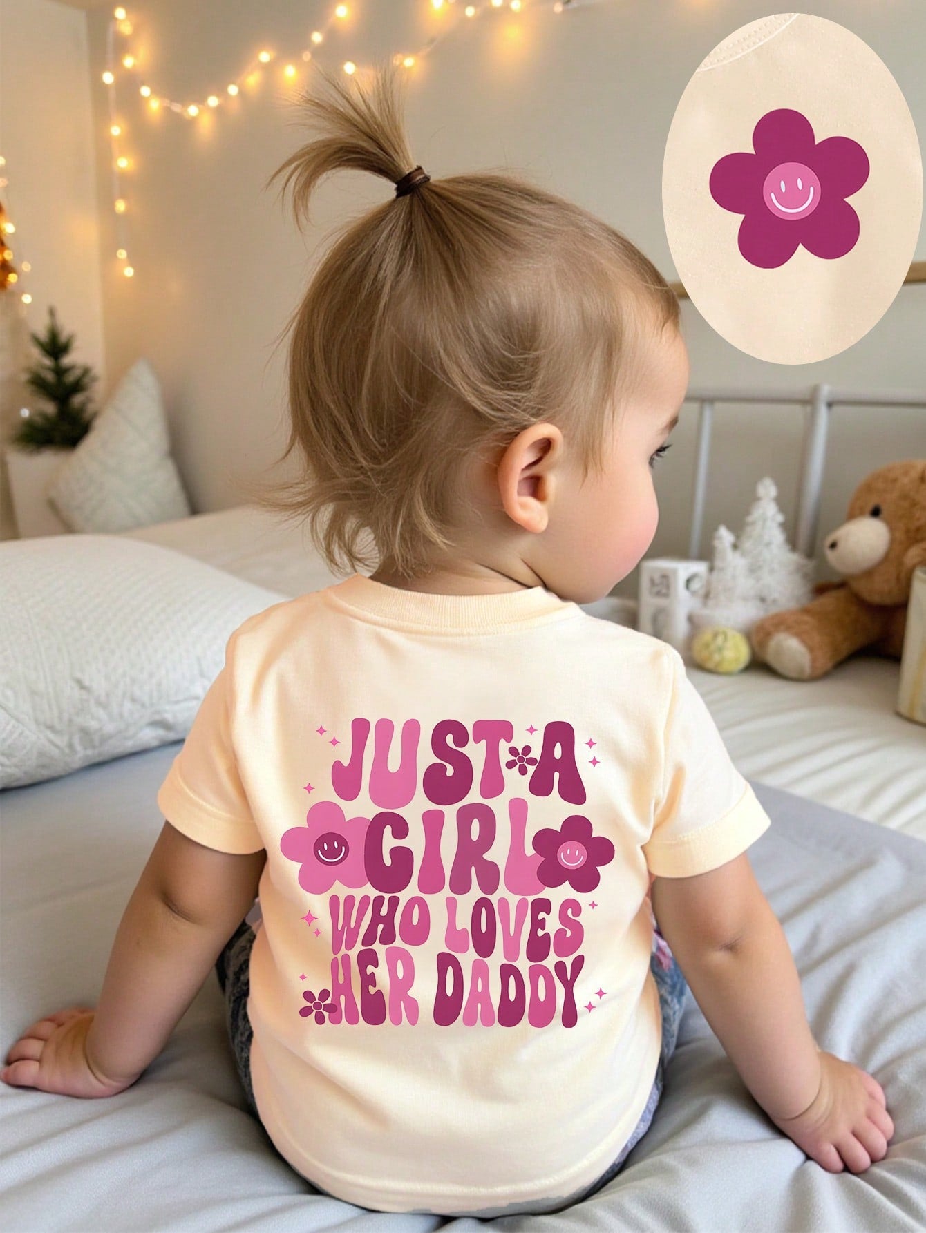 Playful Pals Baby Girl Casual Fashionable Colorful Gradient Letter Slogan Graphic Print Basic Short Sleeve T-Shirt