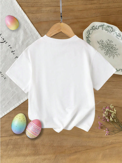 Playful Pals Baby Girl Slogan Graphic Short Sleeve Tee For Summer