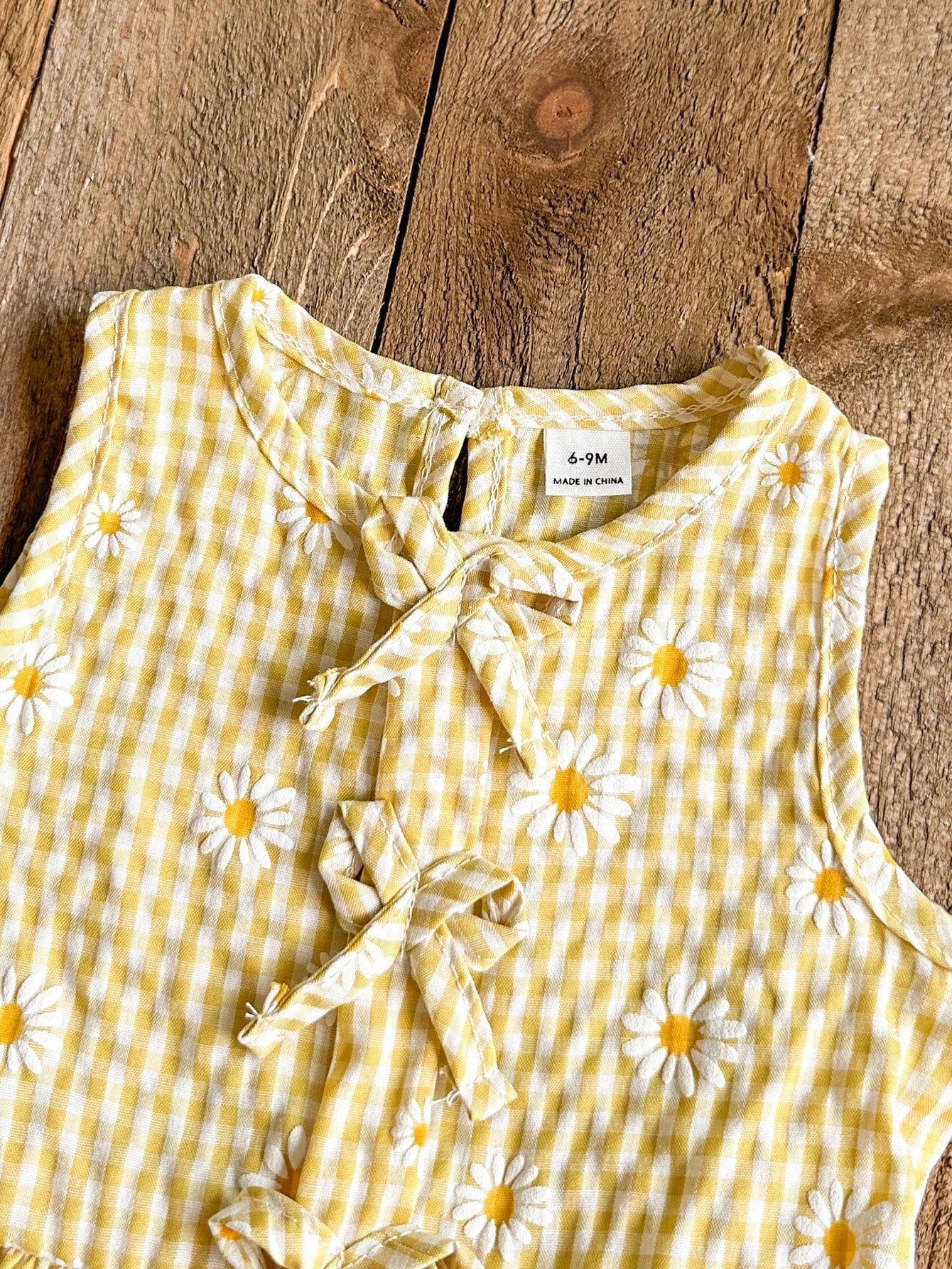 Playful Pals Summer Soft Squishy Fabric 2026 Spring/Summer New Fashion Vacation Travel Essential Girls Summer Wear 26 Spring/Summer New Fashion Baby Girls Summer Yellow Plaid Daisy Sweet Casual