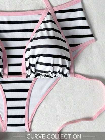 Plus Size 2pcs Plaid Sexy Elegant Casual Vacation Beach Night Date Bikini Set For Women Summer