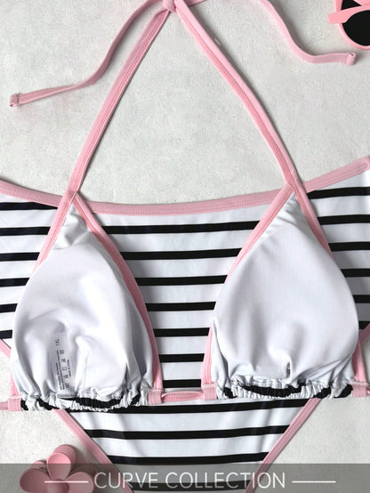Plus Size 2pcs Plaid Sexy Elegant Casual Vacation Beach Night Date Bikini Set For Women Summer