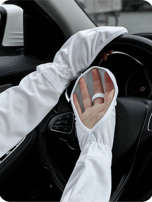 Plus Size Horse Hoof Sleeve Sun Protection Gloves Set, Made Of Ice Silk Material, Suitable For Summer Outdoor Driving And UV Protection, Includes Arm Sleeves, Sun Protection Gloves,Festival,Party