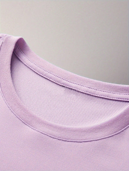 Plus Size-Limited Edition Women's T-Shirt, Pink And Purple "Limited Edition" Letter Print- Soft Elastic Polyester, Round Neck Short Sleeve Casual Top