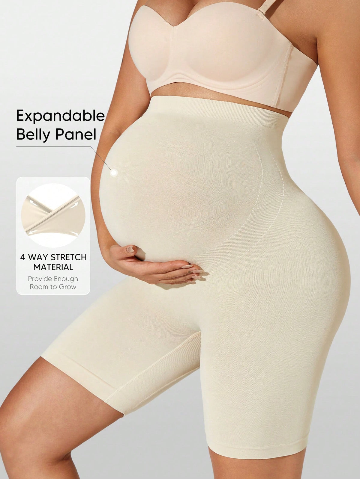 Plus Size Seamless High Waist Maternity Shaping Shorts, Prevent Thigh Chafing, Support Abdomen, Suitable For Sports And Cycling Summer