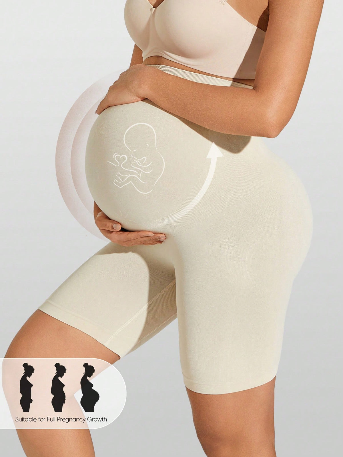 Plus Size Seamless High Waist Maternity Shaping Shorts, Prevent Thigh Chafing, Support Abdomen, Suitable For Sports And Cycling Summer