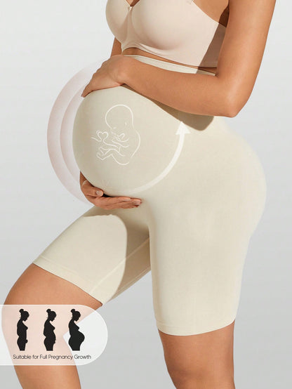Plus Size Seamless High Waist Maternity Shaping Shorts, Prevent Thigh Chafing, Support Abdomen, Suitable For Sports And Cycling Summer