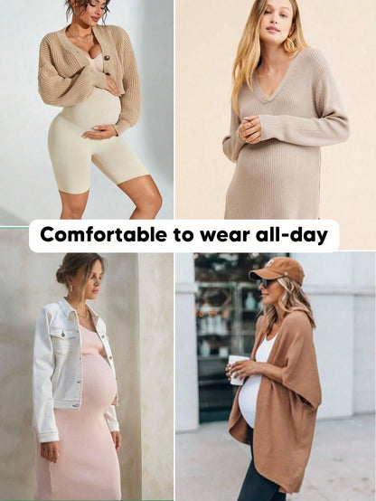 Plus Size Seamless High Waist Maternity Shaping Shorts, Prevent Thigh Chafing, Support Abdomen, Suitable For Sports And Cycling Summer