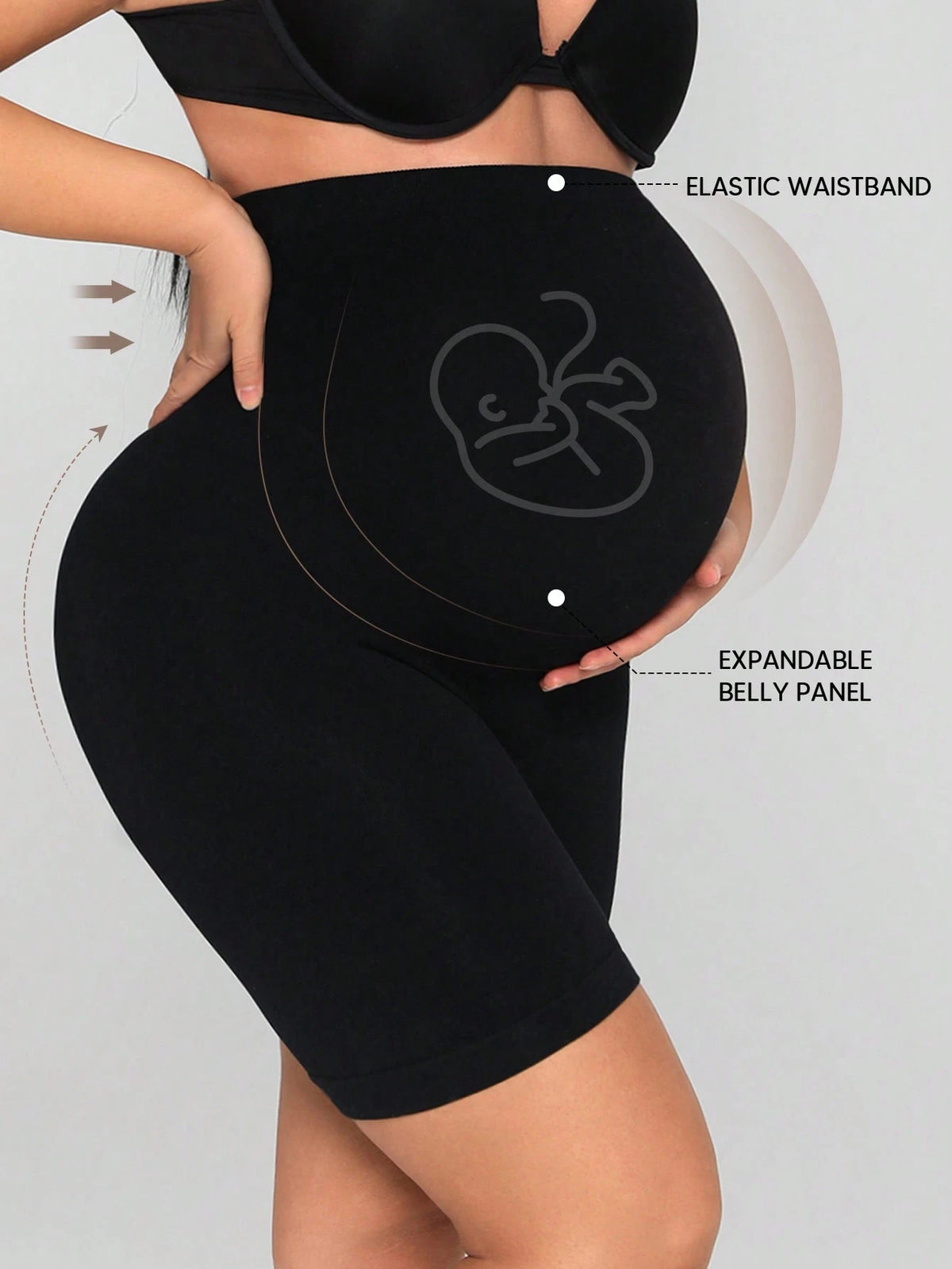 Plus Size Seamless High Waist Maternity Shaping Shorts, Prevent Thigh Chafing, Support Abdomen, Suitable For Sports And Cycling Summer