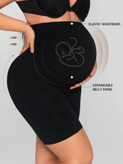 Plus Size Seamless High Waist Maternity Shaping Shorts, Prevent Thigh Chafing, Support Abdomen, Suitable For Sports And Cycling Summer