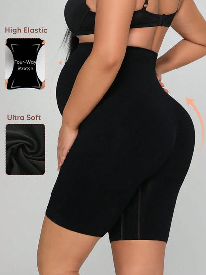 Plus Size Seamless High Waist Maternity Shaping Shorts, Prevent Thigh Chafing, Support Abdomen, Suitable For Sports And Cycling Summer