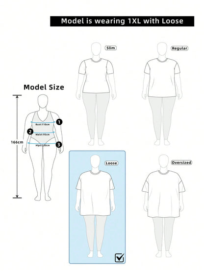 Plus Size Women's Plain Round Neck T-Shirt, Simple Fashionable Casual For Everyday Wear