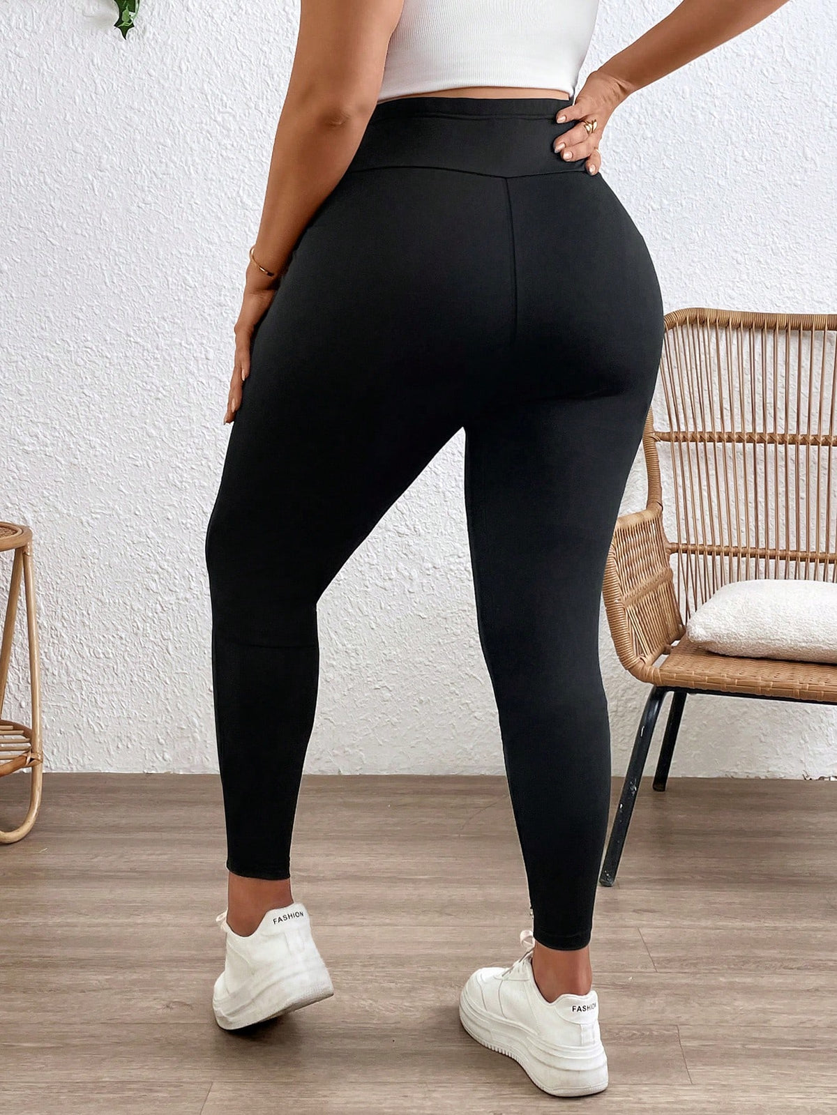 Plussiva Plus Size Women Pregnant Solid Color Adjustable Waist Tight Casual Pants