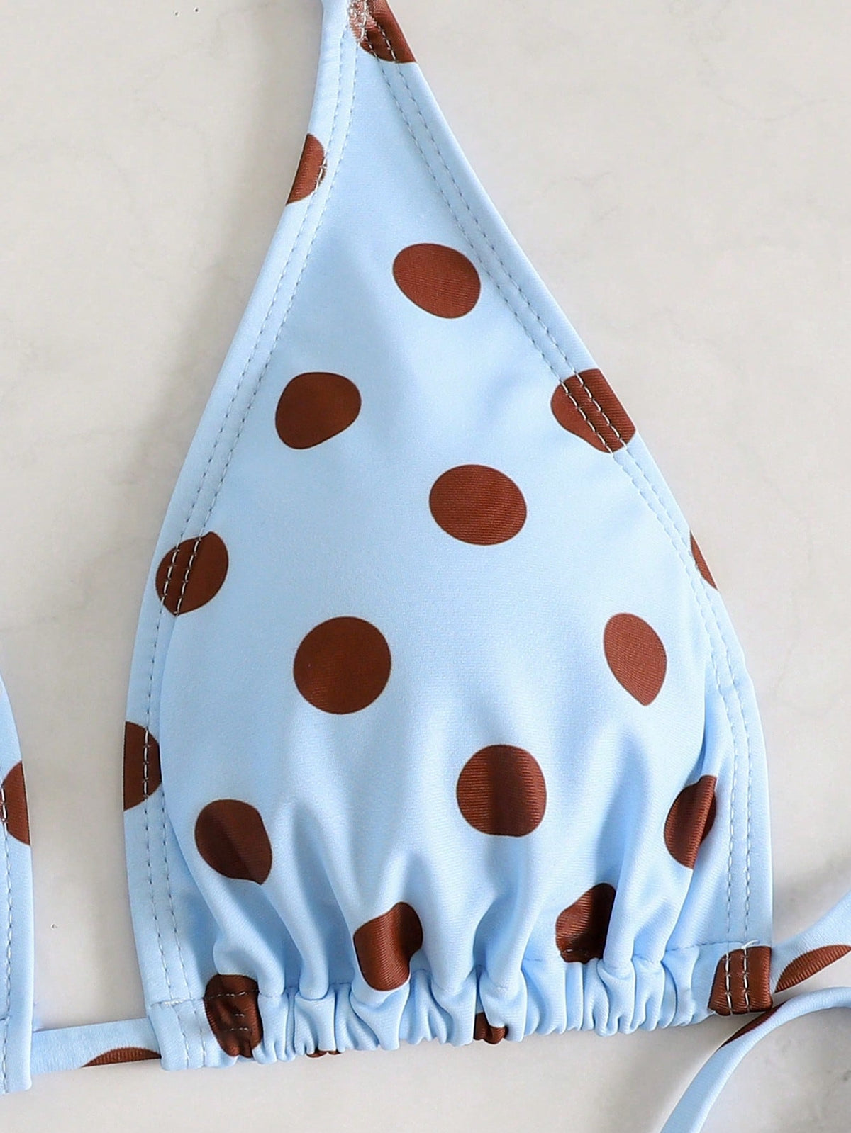Polka Dot 2 Pieces Bikini Swimwear With Tie-Back High Slit Skirt Vacation Beach Summer