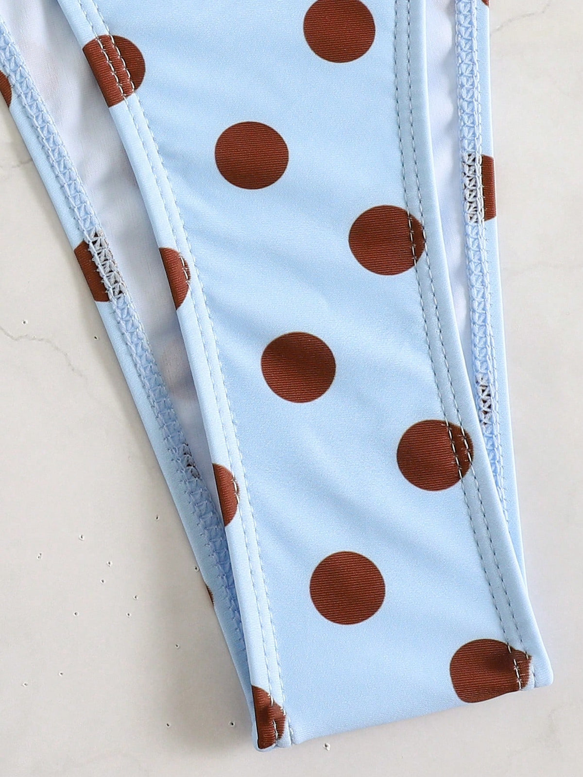 Polka Dot 2 Pieces Bikini Swimwear With Tie-Back High Slit Skirt Vacation Beach Summer