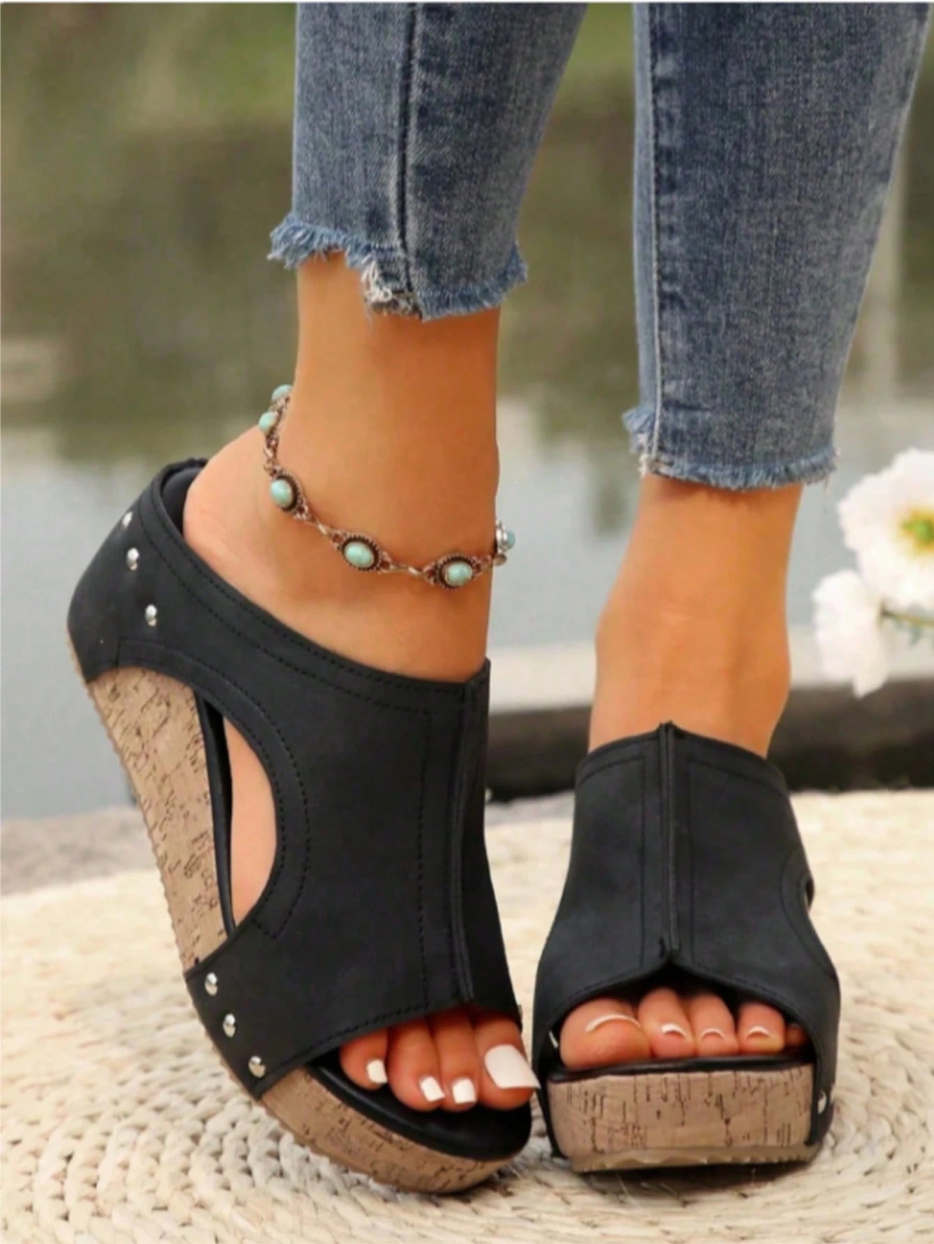 Popular Summer Outerwear, Daily Wear, Vacation Style, Street Fashion Heightening, Comfortable Slip-On, Versatile Casual Thick-Soled Women's Slippers