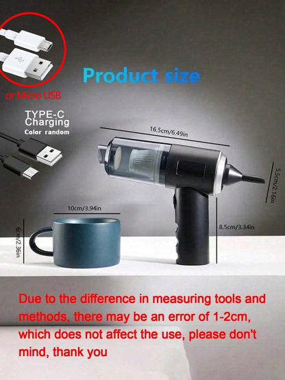 Portable Car Vacuum Cleaner, Super Power, High Suction, Wireless Charging Handheld Vacuum Cleaner, Perfect For Cleaning Home, Keyboard, Sofa, 1800mAh, Car Accessories