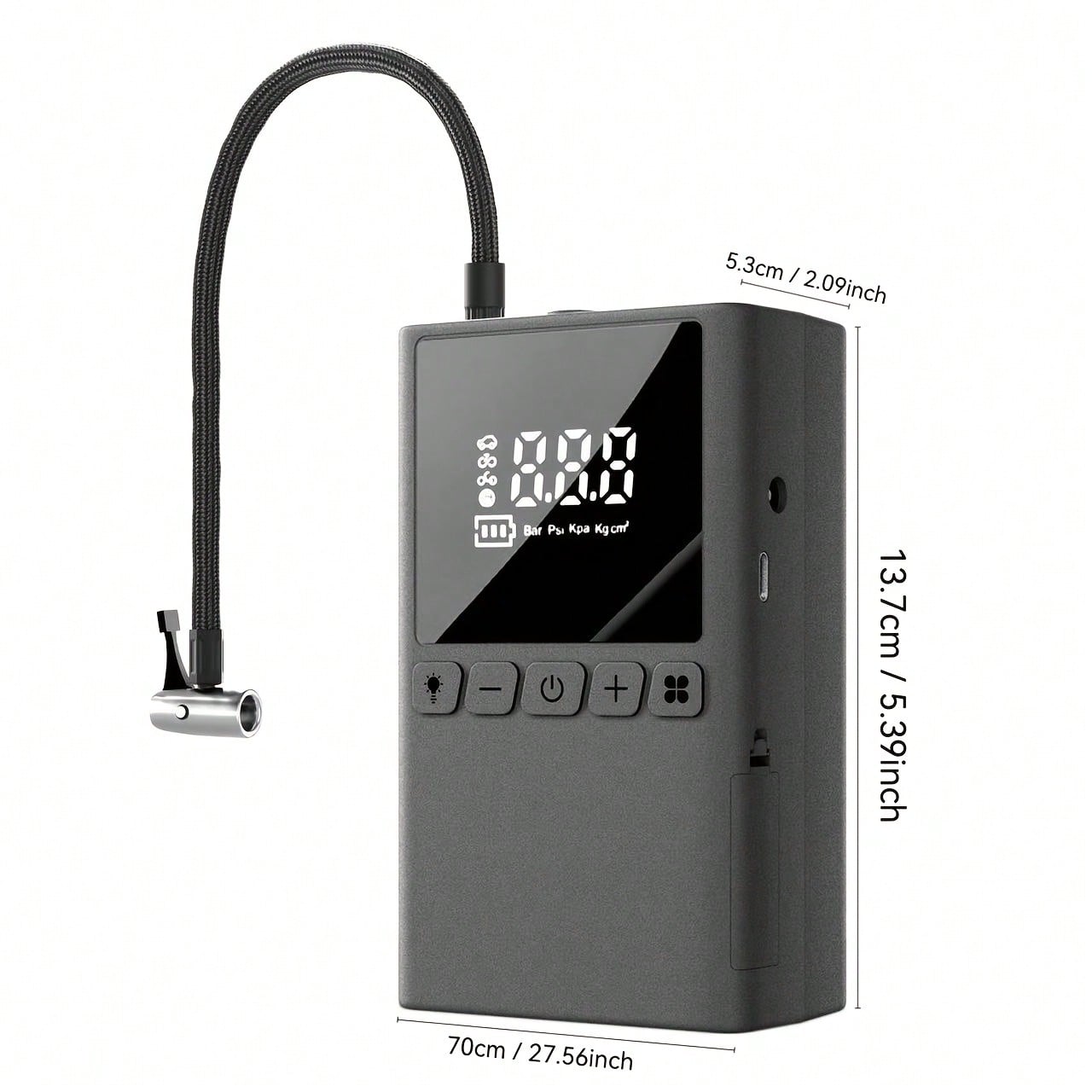 Portable Cordless Electric Air Pump, Accurate Pressure Lcd Display, With Led Lights And Quick Inflate Function, Suitable For Portable Emergency Equipment Such As Bicycles Motorcycle And Car Balls, Gre