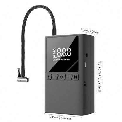 Portable Cordless Electric Air Pump, Accurate Pressure Lcd Display, With Led Lights And Quick Inflate Function, Suitable For Portable Emergency Equipment Such As Bicycles Motorcycle And Car Balls, Gre