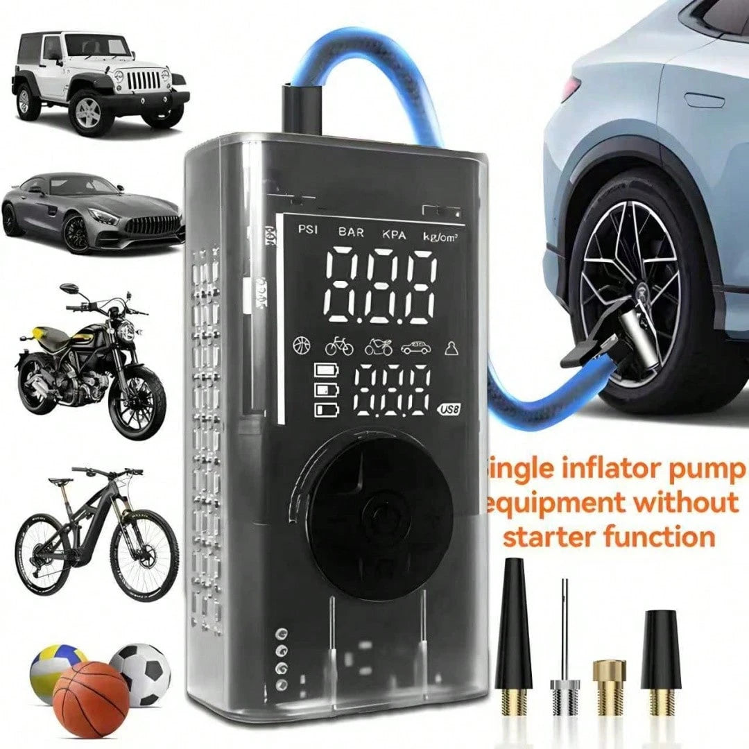 Portable Emergency Starter, 5000A Jump Starter/Optional 10000A All-In-One Unit, 150PSI Air Inflator Pump, Type-C, LED Emergency Lighting, Gasoline Engine Starting- Rechargeable Lithium Polymer Batter.