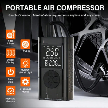 Portable Emergency Starter, 5000A Jump Starter/Optional 10000A All-In-One Unit, 150PSI Air Inflator Pump, Type-C, LED Emergency Lighting, Gasoline Engine Starting- Rechargeable Lithium Polymer Batter.