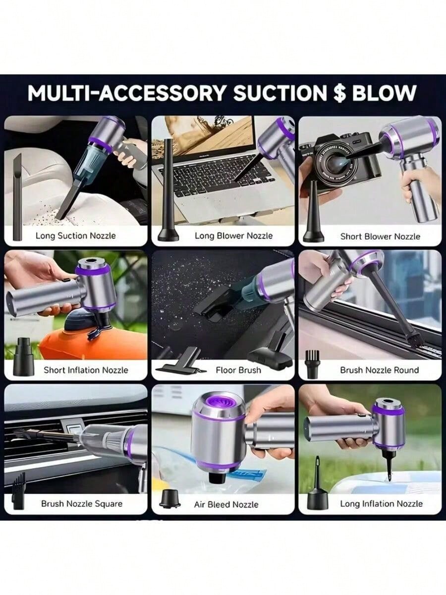 Portable Home Vacuum Cleaner, 20,000 Pa Powerful Suction, Portable Car Vacuum Cleaner, Wireless Handheld Vacuum Cleaner; Equipped With Brushless Motor; Suitable For Car, Home, Office, Camping And More