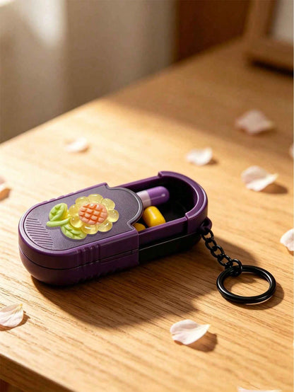 Portable Mini Pill Box With Transparent Resin Flower Sunflower Tulip, Portable Pill Box With Keychain, Office Worker Pill Vitamin Storage Box, Handmade Mini Pill Box, Travel Medicine Storage Box, Dail