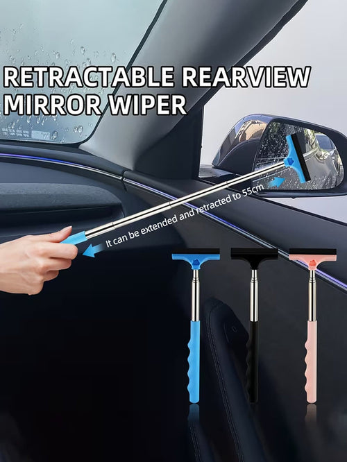 Portable Rearview Mirror Wiper, Telescopic Car Window Cleaning Brush, Telescopic Car Glass Cleaning Brush- Manual Rearview Mirror Wiper, Effectively Cleans Windshield And Rearview Mirror; Car Cleanin