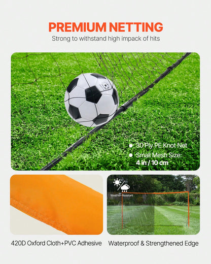 Portable Soccer Goal, 12x6 Ft Adults Backyard Soccer Net, Large Practice Soccer Net, Steel Fiberglass Structure Training Goal Set, All-Weather Outdoor Soccer Goals With Carry Bag, Orange