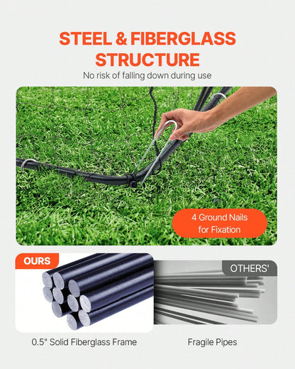 Portable Soccer Goal, 12x6 Ft Adults Backyard Soccer Net, Large Practice Soccer Net, Steel Fiberglass Structure Training Goal Set, All-Weather Outdoor Soccer Goals With Carry Bag, Orange