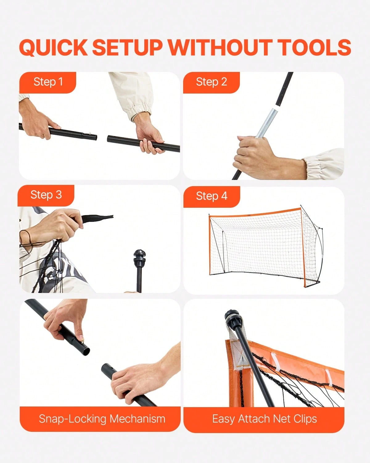 Portable Soccer Goal, 12x6 Ft Adults Backyard Soccer Net, Large Practice Soccer Net, Steel Fiberglass Structure Training Goal Set, All-Weather Outdoor Soccer Goals With Carry Bag, Orange